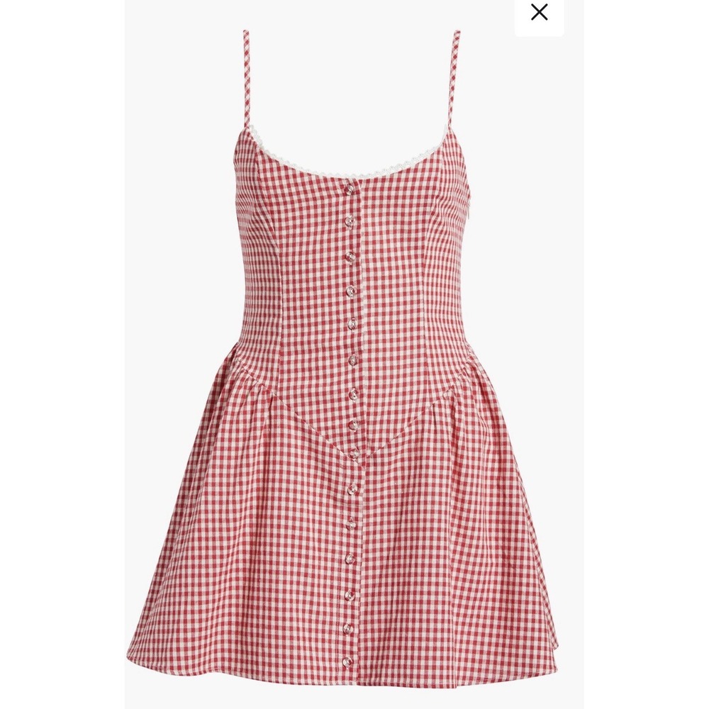 princess polly Toulouse Red Gingham Sleeveless Minidress Sz 6 Americana Bbq - Picture 5 of 11